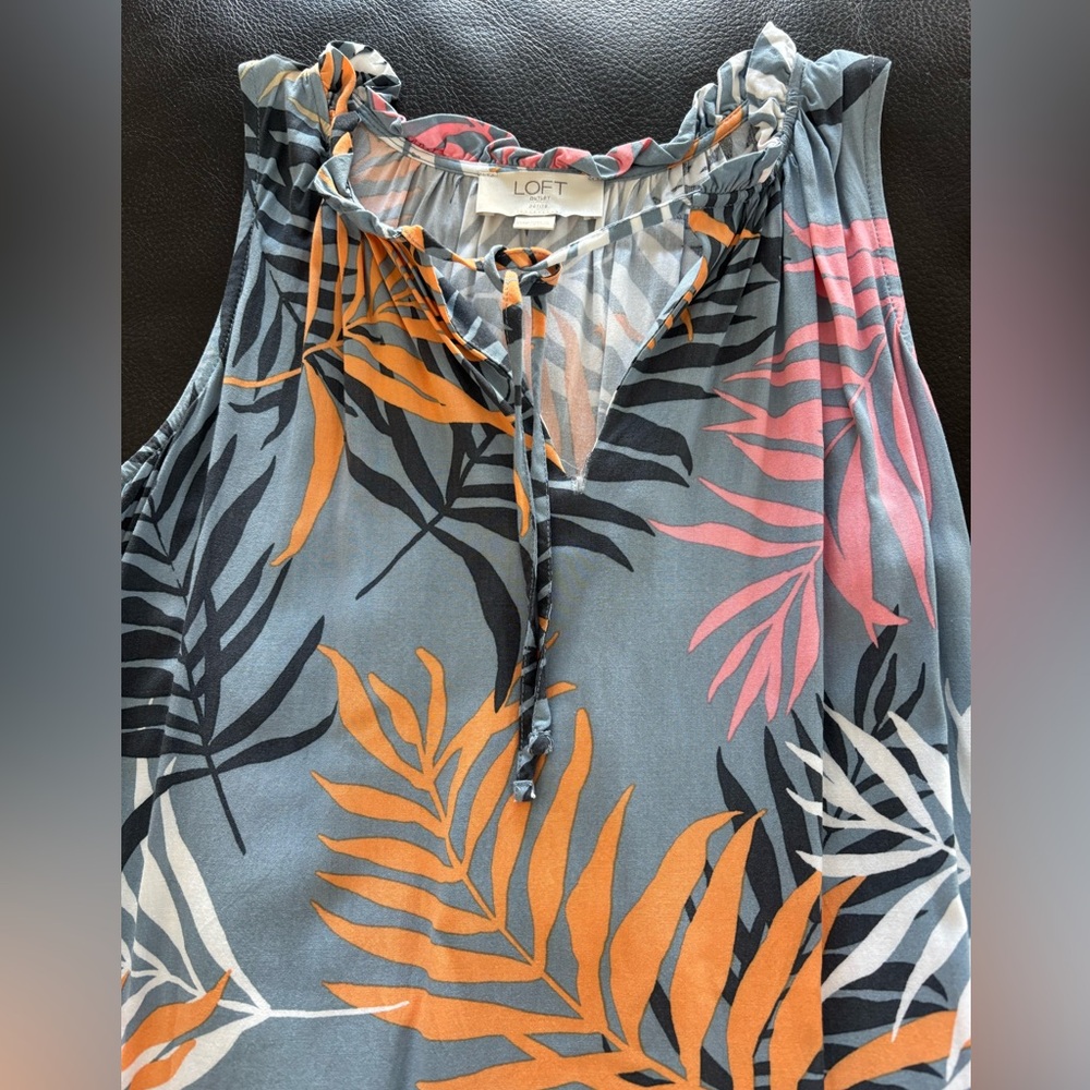 LOFT Multicolor Leaf Pattern Sleeveless Dress Siz… - image 10